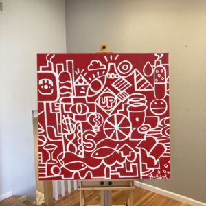 red color colorful rainbow large huge largescale modern abstract art paintings black and white modern mid century original art