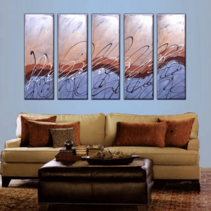 modern abstract paintings for sale artist original art bronze chocolate latte sunset