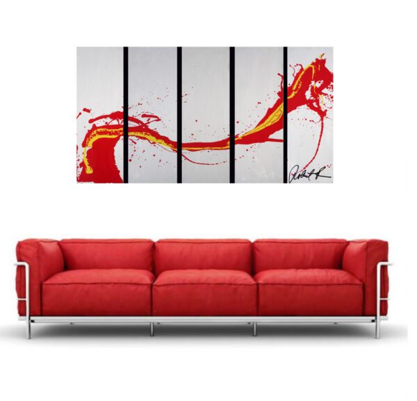 large huge largescale , red , dragon, japan, modern abstract art paintings black and white modern mid century original art Large Modern Paintings Original Acrylic on Canvas - Signed art Robert R Custom painted,