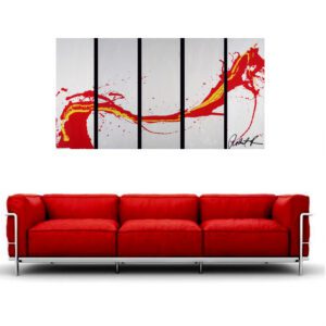 large huge largescale , red , dragon, japan, modern abstract art paintings black and white modern mid century original art Large Modern Paintings Original Acrylic on Canvas - Signed art Robert R Custom painted,