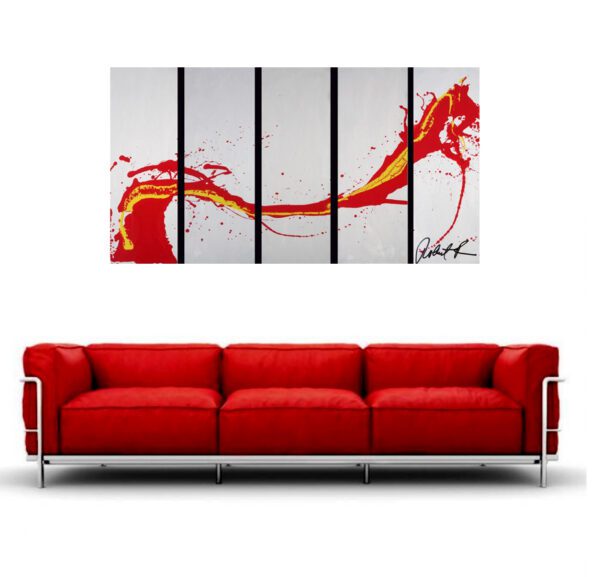 large huge largescale , red , dragon, japan, modern abstract art paintings black and white modern mid century original art Large Modern Paintings Original Acrylic on Canvas - Signed art Robert R Custom painted,