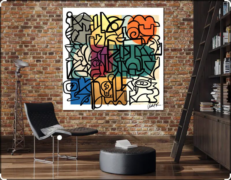 modern abstract street art graffiti black and white keith haring picasso matisse new york ny nyc los angeles ca original art sale