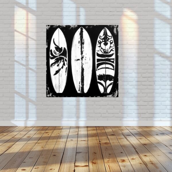 Surfboards ocean beach paintings cool rad California surfer dude beach surfing beach boys wall art black and white