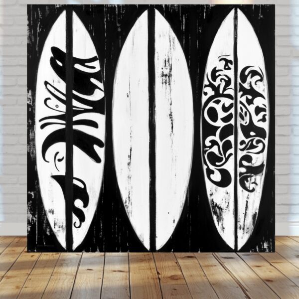 Surfboards ocean beach paintings cool rad California surfer dude beach surfing beach boys wall art black and white