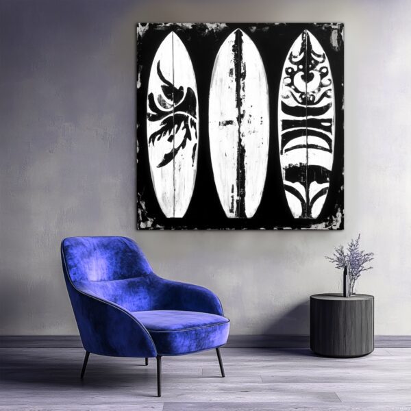 Surfboards ocean beach paintings cool rad California surfer dude beach surfing beach boys wall art black and white