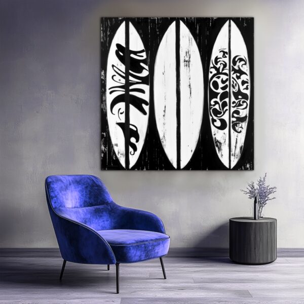 Surfboards ocean beach paintings cool rad California surfer dude beach surfing beach boys wall art black and white