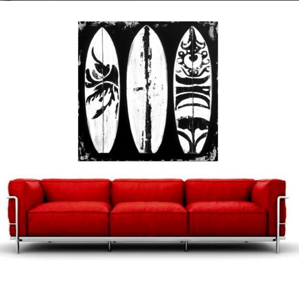 Surfboards ocean beach paintings cool rad California surfer dude beach surfing beach boys wall art black and white