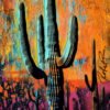 Orange Sundown Modern Cactus Artwork — Original Artwork by Robert R 🖼️