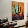 Orange Sundown Modern Cactus Artwork — Original Artwork by Robert R 🖼️