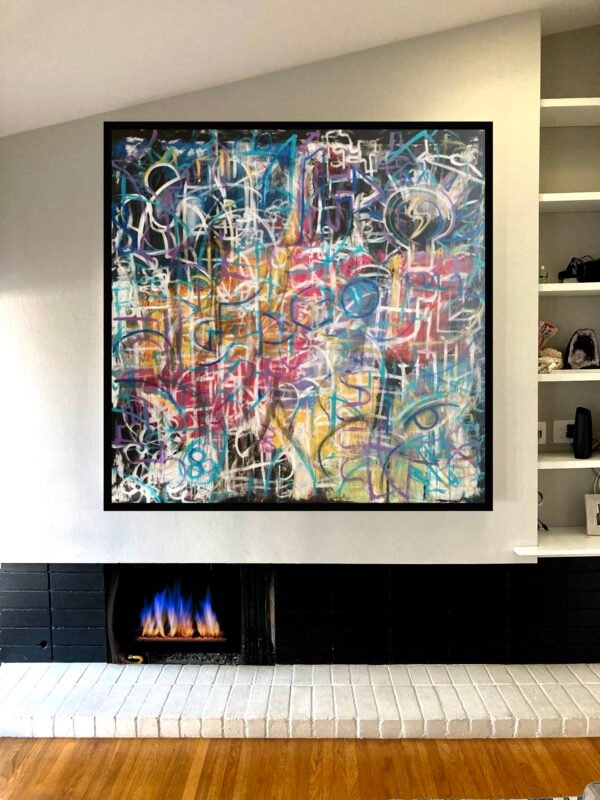 Manhattan Midnight — Large-Scale Original Abstract Painting, 72 × 72 Inches ✅