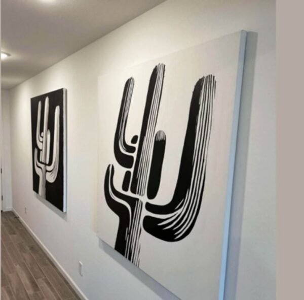 Original Black and White Saguaro SOLD 60 × 60 Inches 🔴