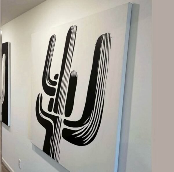 Original Black and White Saguaro SOLD 60 × 60 Inches 🔴