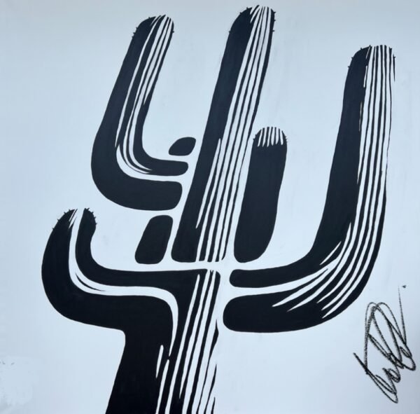 Original Black and White Saguaro SOLD 60 × 60 Inches 🔴