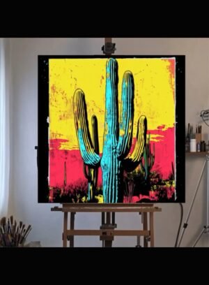 IMG_2609 Mellow Yellow Saguaro Cactus — 36”x36 “Artwork by Robert R 🖼️