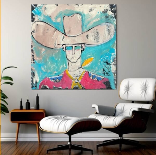 IMG_2644 Coltoff Cowboy Original — Signed Original Art Oil Painting, 32” x32 ” ✅