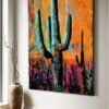 Orange Sundown Modern Cactus Artwork — Original Artwork by Robert R 🖼️