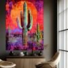 Orange Sundown Modern Cactus Artwork — Original Artwork by Robert R 🖼️