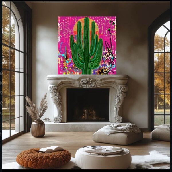 Untitled Artwork Passion Pink Saguaro Cactus โ 36โx36 โArtwork by Robert R ๐ด