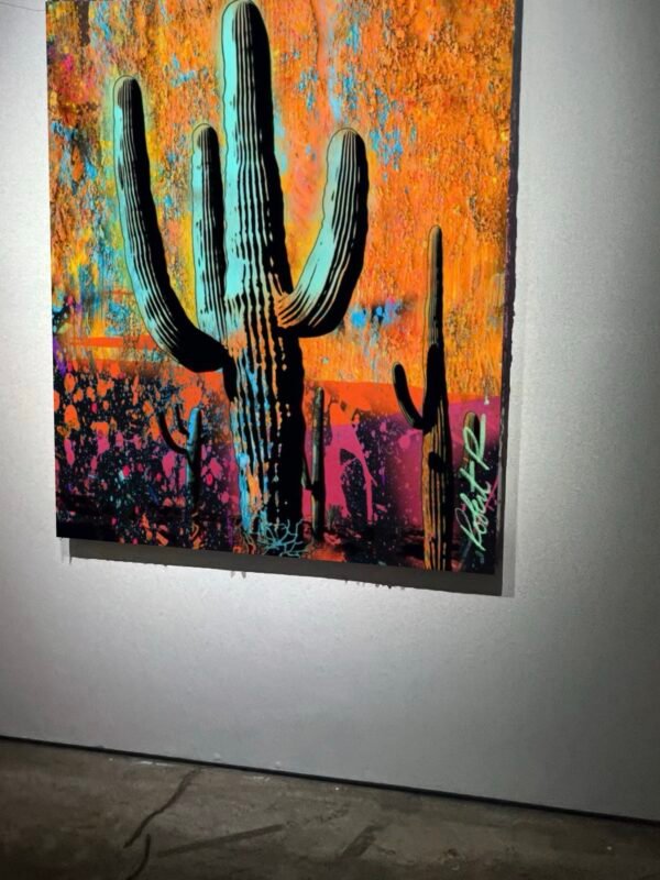 Orange Sundown Modern Cactus Artwork — Original Artwork by Robert R 🖼️